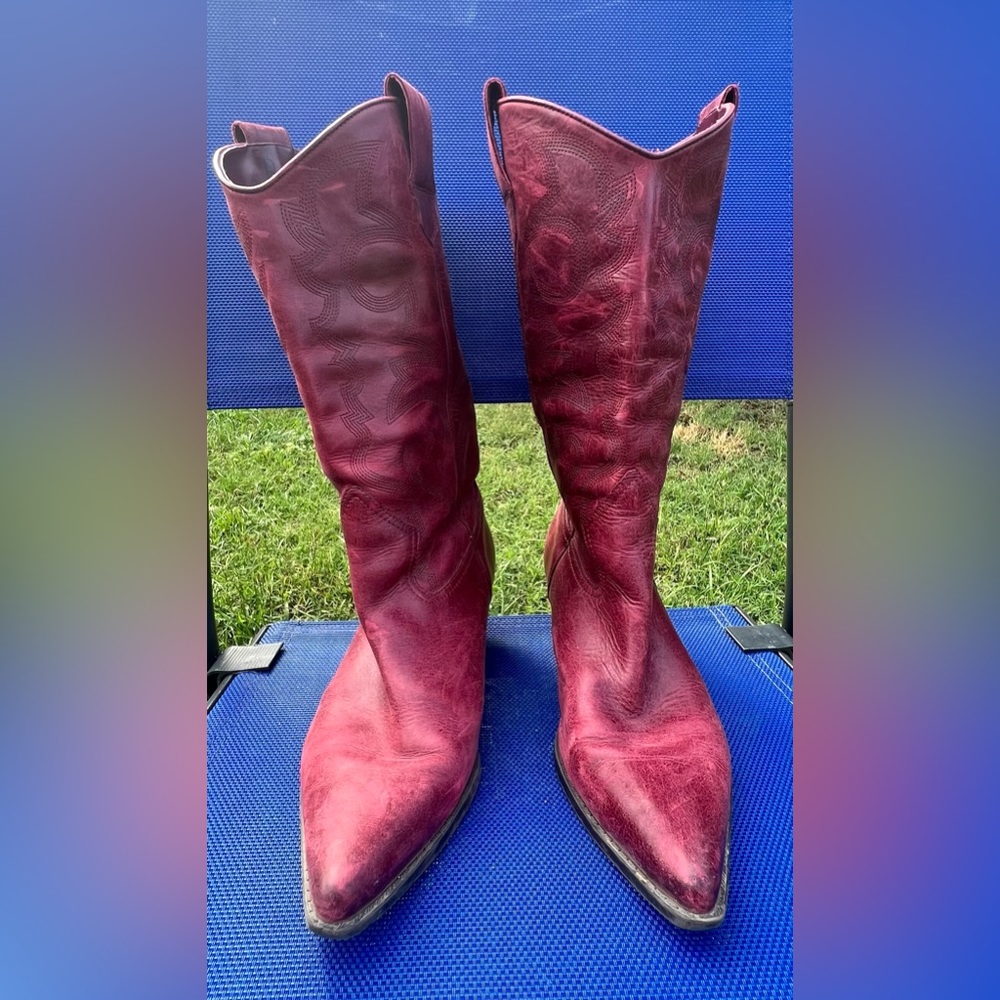 Reba pointed toe cowgirl boots maroon/burgundy/wine/cranberry 7.5